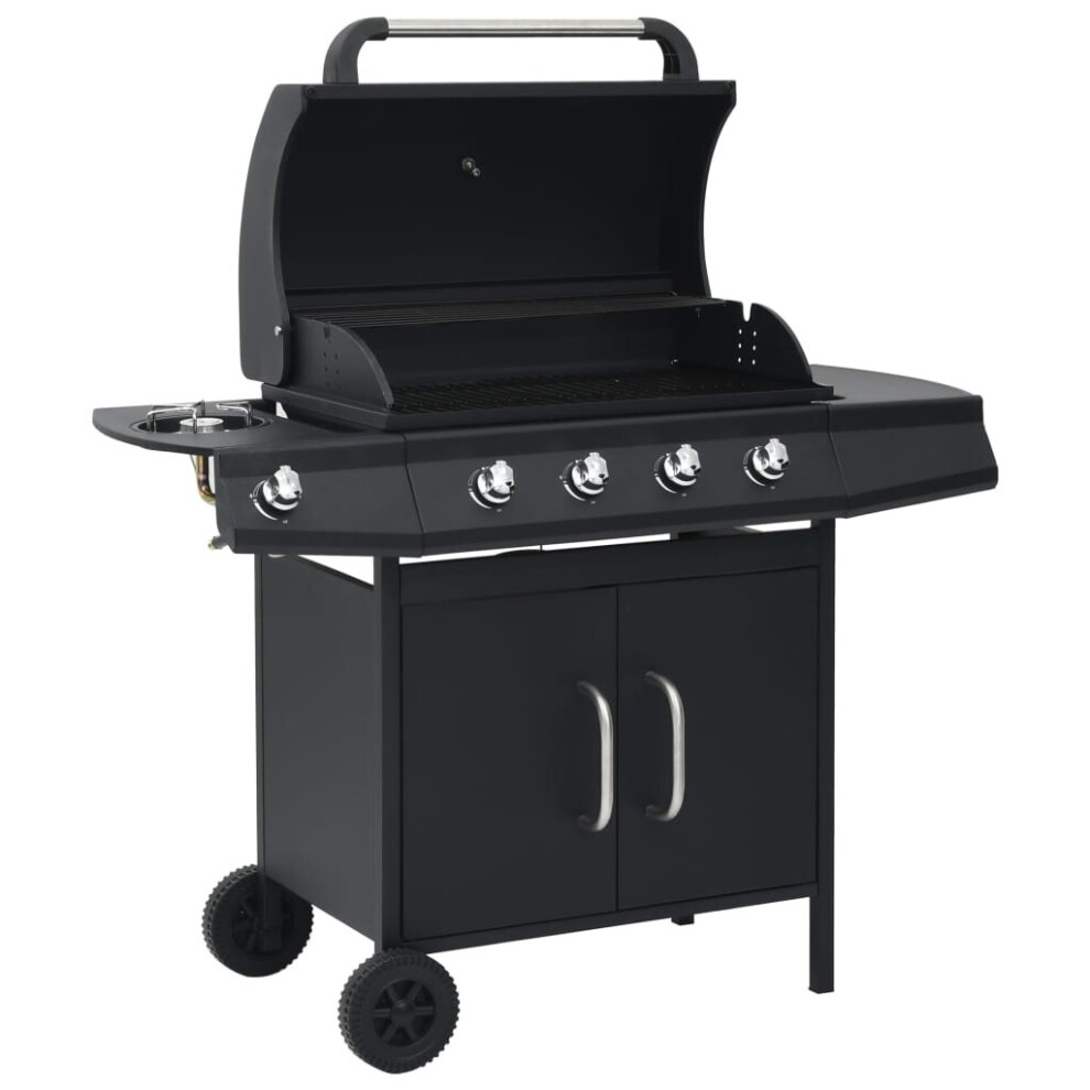 Vidaxl Gas Barbecue Grill 4+1 Cooking Zone Steel Outdoor Bbq Cooking Black