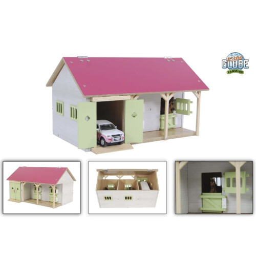 Kids Globe Horse Stable with 2 Boxes and Storage Pink Children Toy Playset
