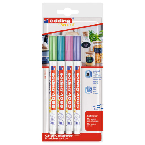 edding 4x Chalk Marker Multicolour 4085 Liquid Writing Drawing Instrument