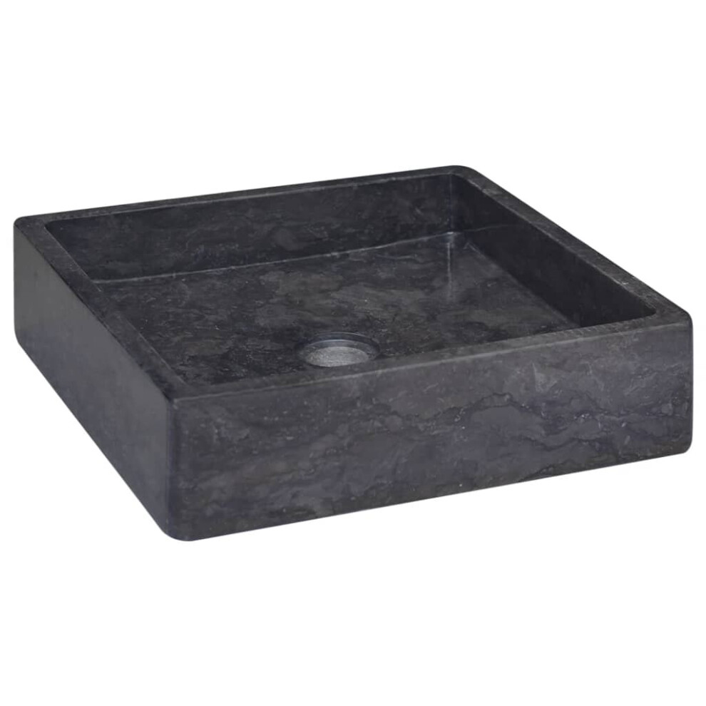 vidaXL Sink Black 40x40x10 cm Marble Washroom Natural Stone Basin Bathroom