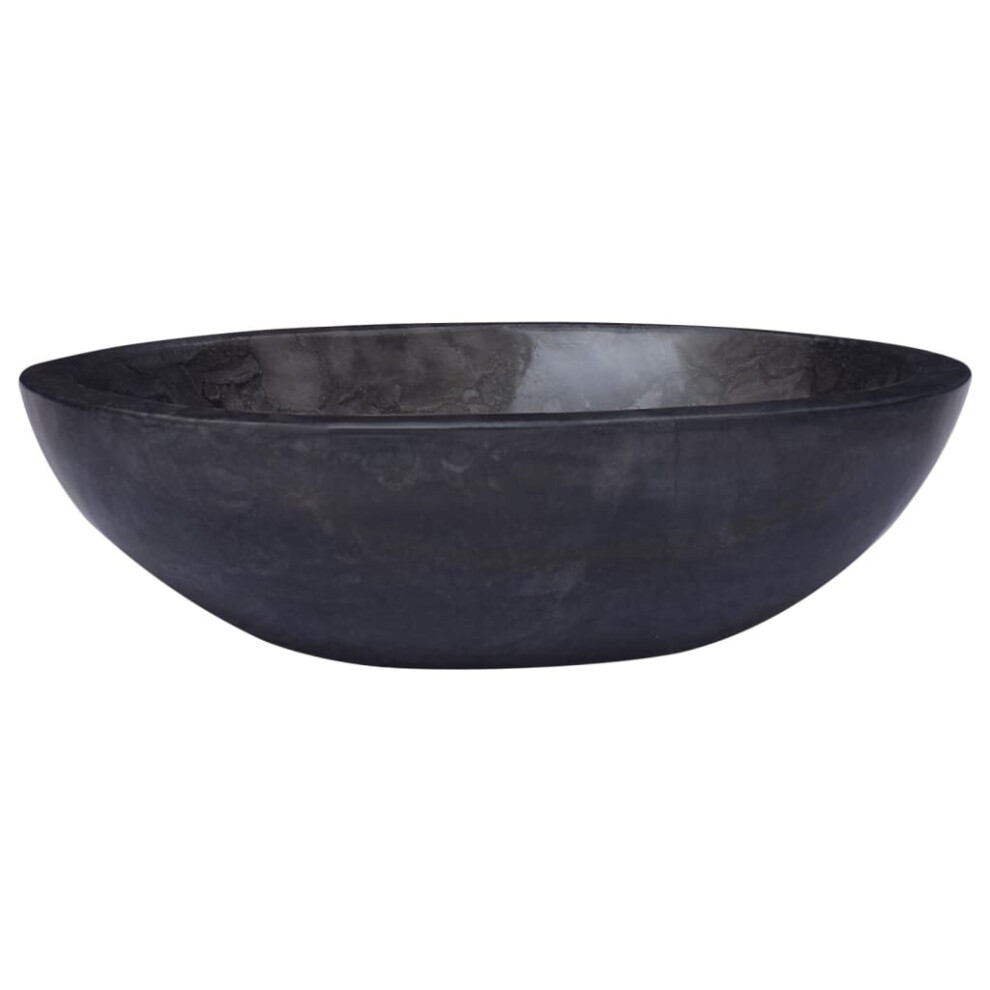 vidaXL Sink Black 53x40x15 cm Marble Natural Stone Basin Washroom Bathroom