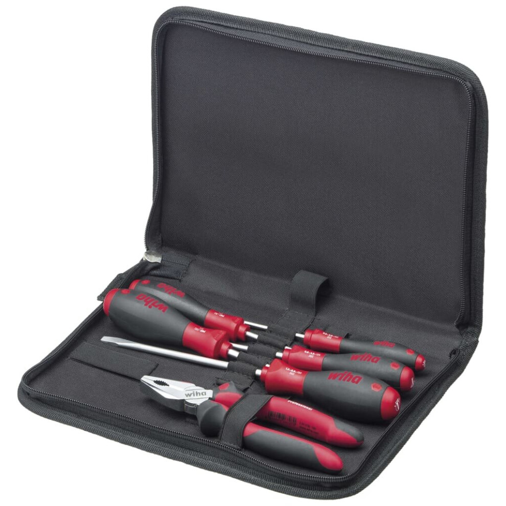 Wiha Tool Set 7 Piece Mechanic Screwdriver bag with Combination Pliers Pack