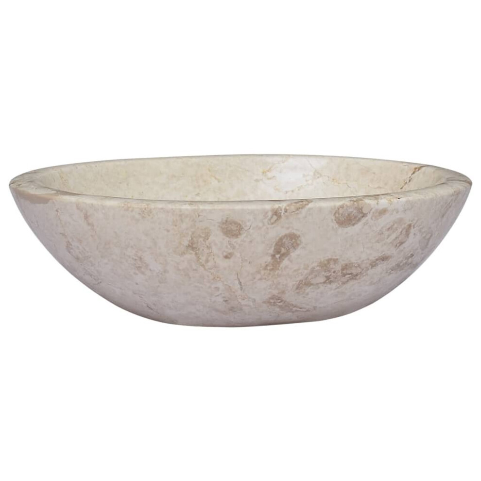 vidaXL Sink Cream 53x40x15 cm Marble Natural Stone Basin Washroom Bathroom