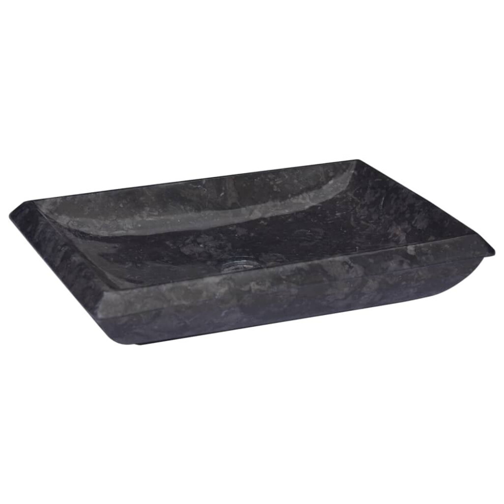 vidaXL Sink Black 50x35x10 cm Marble Washroom Natural Stone Basin Bathroom