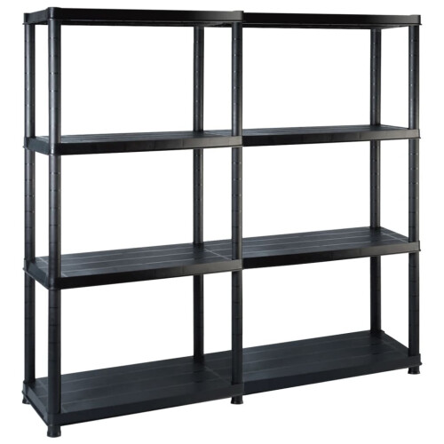 VidaXL vidaXL Storage Shelf 4-Tier Black Plastic Storage Organiser Display Rack Home