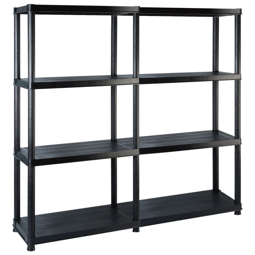 vidaXL Storage Shelf 4-Tier Black Plastic Storage Organiser Display Rack Home