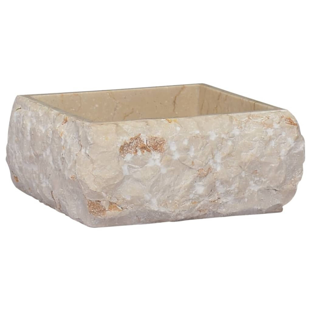 vidaXL Sink Cream 30x30x13 cm Marble Natural Stone Basin Washroom Bathroom