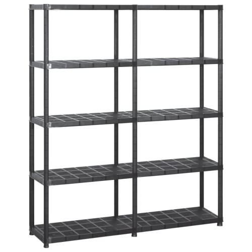 VidaXL vidaXL Storage Shelf 5-Tier Black Plastic Storage Organiser Display Rack Home