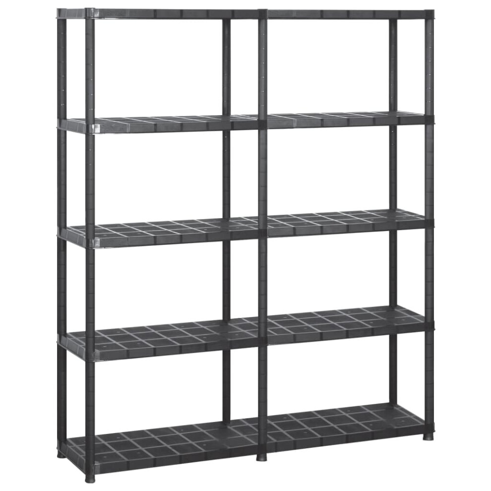 Vidaxl Storage Shelf 5-Tier Black Plastic Storage Organiser Display Rack Home