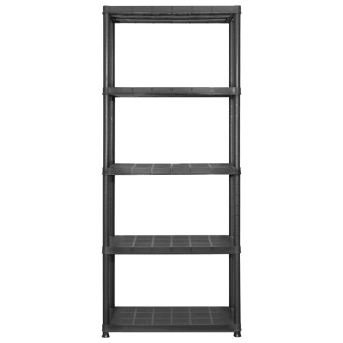 VidaXL vidaXL Storage Shelf 5-Tier Black Plastic Storage Display Rack Organiser Home 2