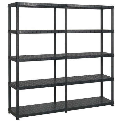 VidaXL vidaXL Storage Shelf 5-Tier Black Plastic Storage Organiser Rack Furniture
