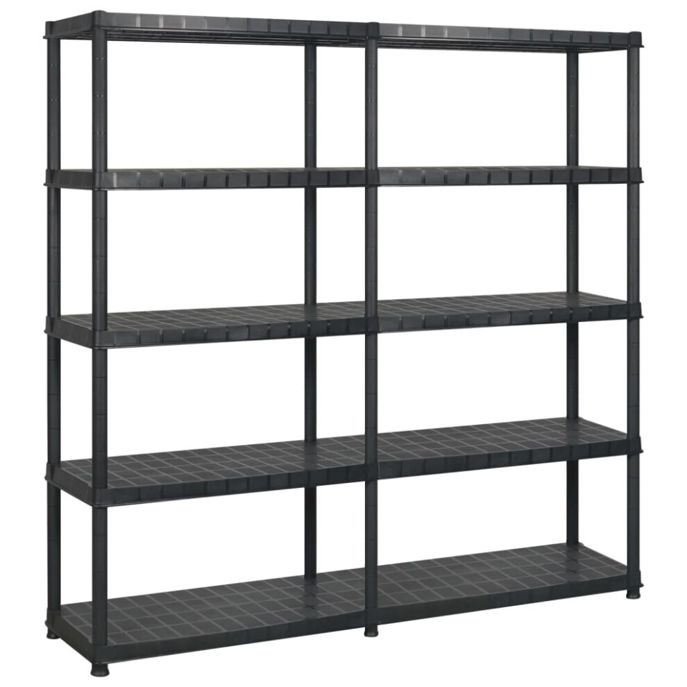 Vidaxl Storage Shelf 5-Tier Black Plastic Storage Organiser Rack Furniture