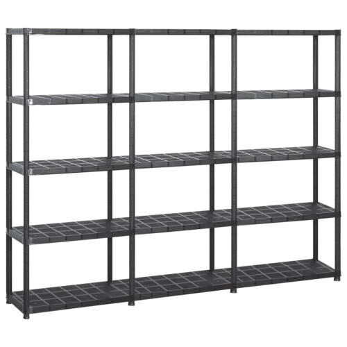 VidaXL vidaXL Storage Shelf 5-Tier Black Plastic Storage Display Rack Organiser Home