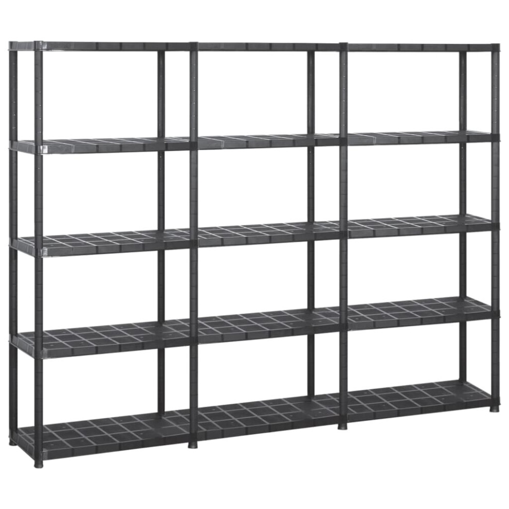 vidaXL Storage Shelf 5-Tier Black Plastic Storage Display Rack Organiser Home