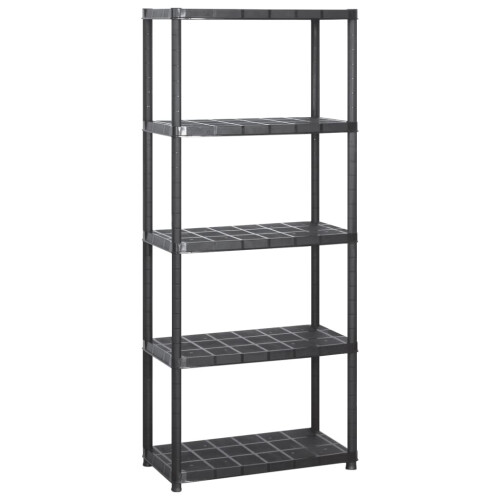 VidaXL vidaXL Storage Shelf 5-Tier Black Plastic Storage Display Rack Organiser Home 1