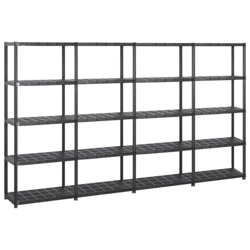 VidaXL vidaXL Storage Shelf 5-Tier Black Plastic Indoor Furniture Storage Organiser