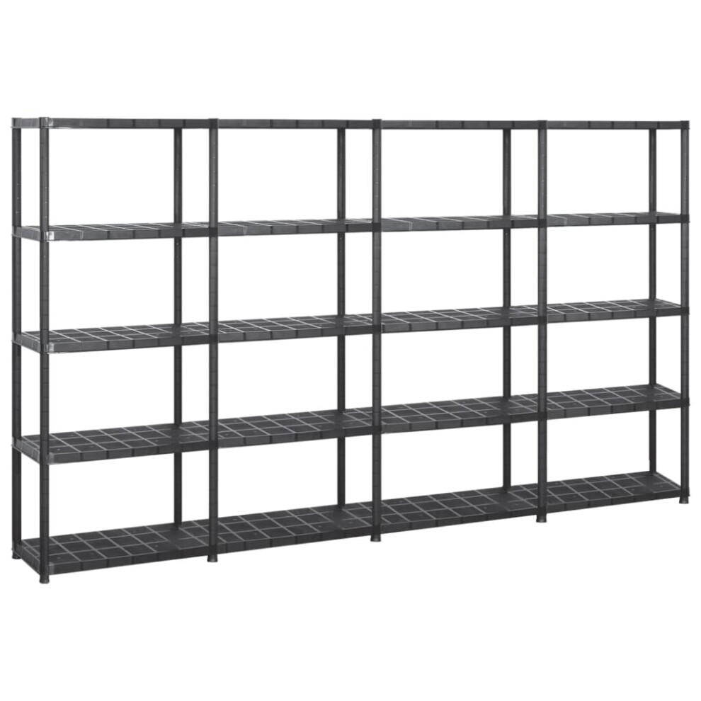 Vidaxl Storage Shelf 5-Tier Plastic Indoor Furniture Storage Organiser Black