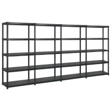 vidaXL Storage Shelf 5-Tier Black Plastic Indoor Home Furniture Storage Rack