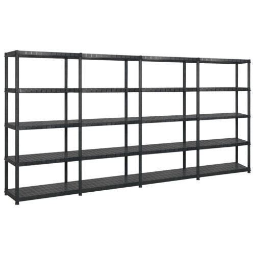 VidaXL vidaXL Storage Shelf 5-Tier Black Plastic Indoor Home Furniture Storage Rack