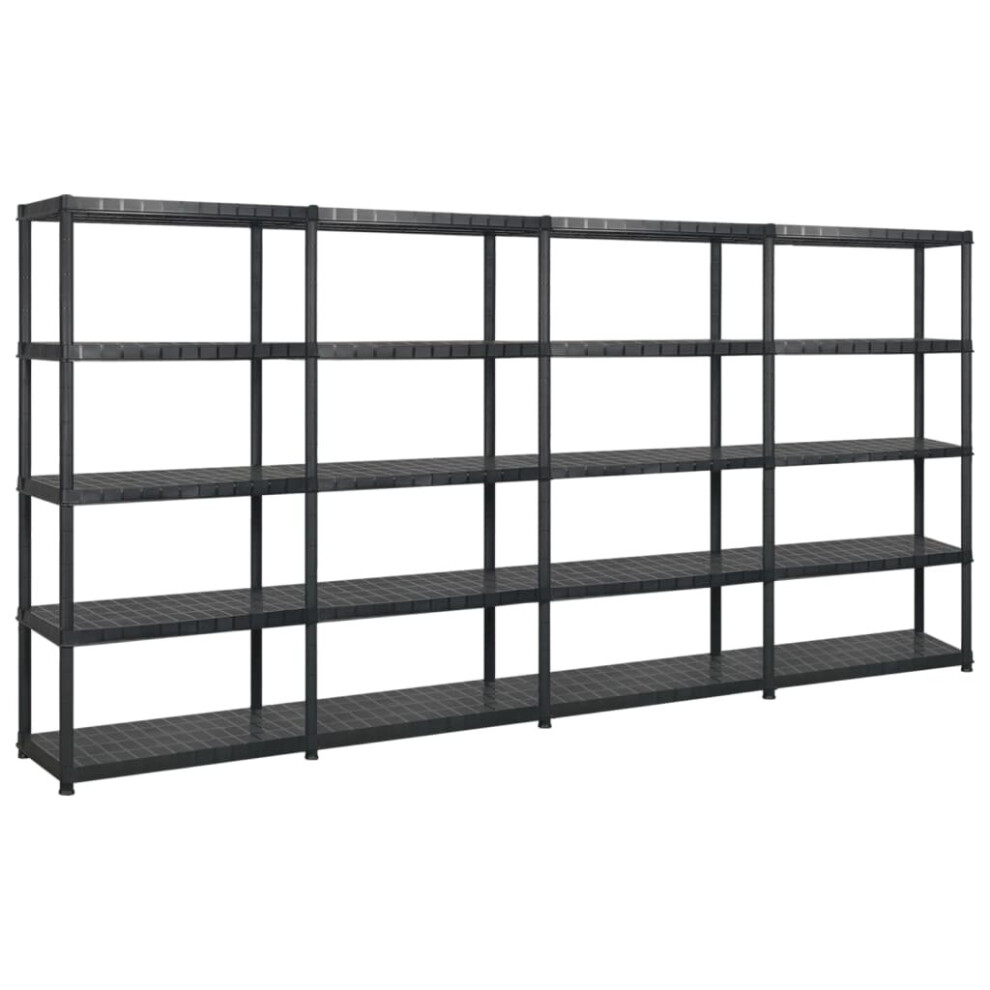 Vidaxl Storage Shelf 5-Tier Black Plastic Indoor Home Furniture Storage Rack