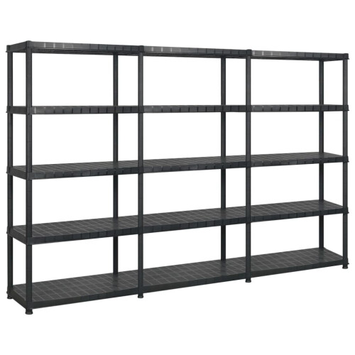 VidaXL vidaXL Storage Shelf 5-Tier Black Plastic Home Furniture Storage Organiser