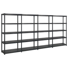 vidaXL Storage Shelf 5-Tier Black Plastic Storage Organiser Rack Indoor Home