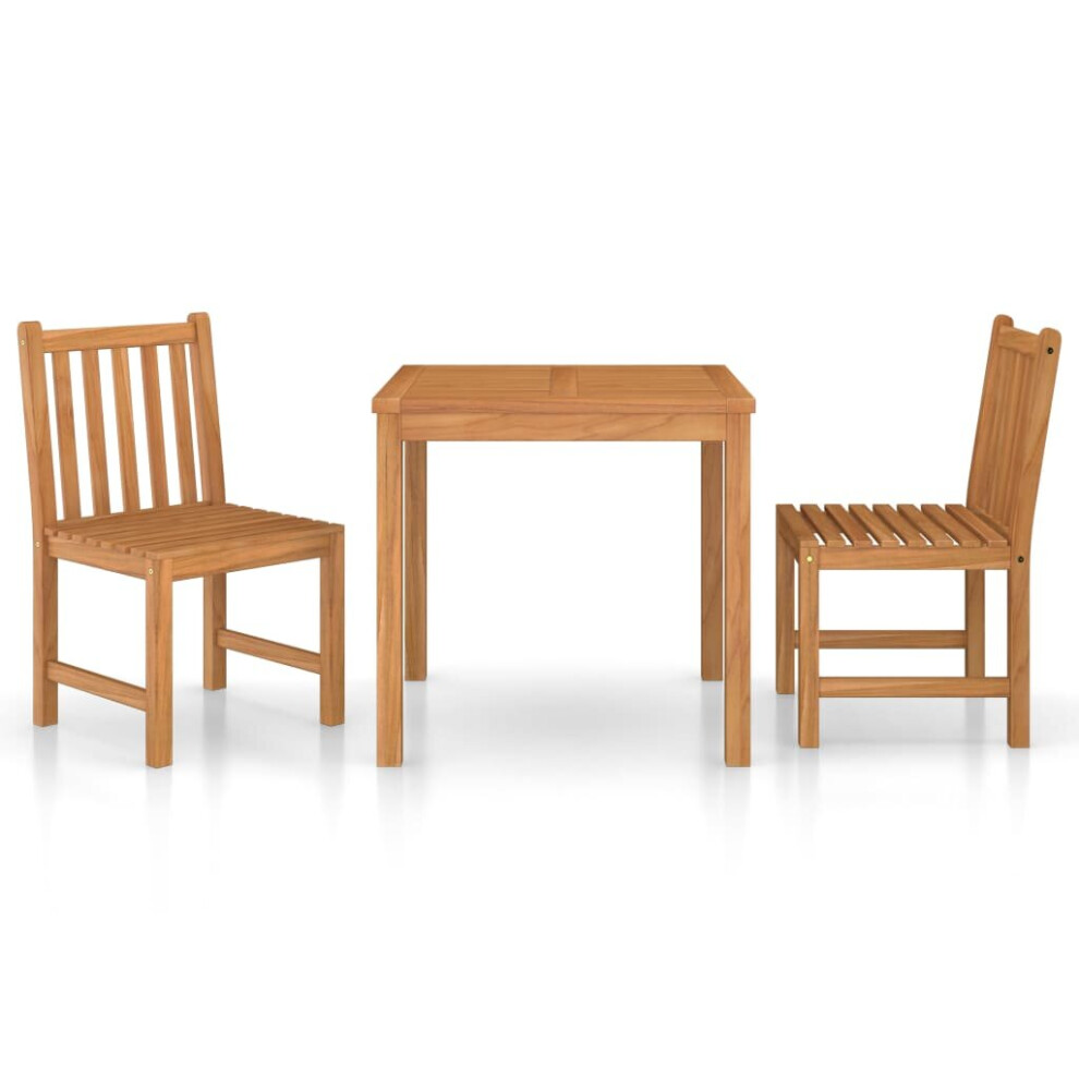 vidaXL Solid Teak Wood Garden Dining Set 3 Piece Outdoor Table and Chairs
