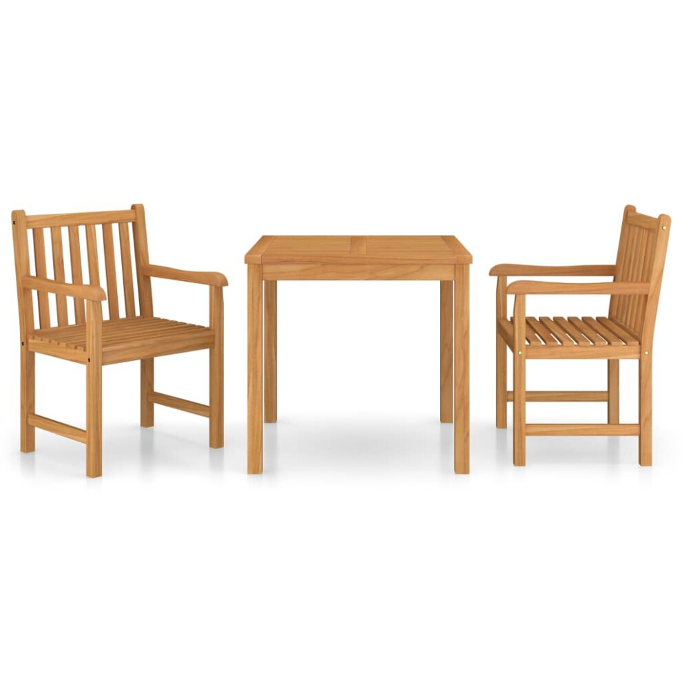 vidaXL Solid Teak Wood Garden Dining Set 3 Piece Table and Chairs Outdoor