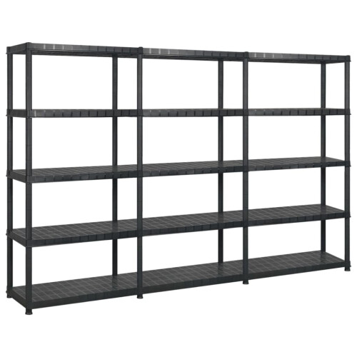 VidaXL vidaXL Storage Shelf 5-Tier Black Plastic Display Storage Rack Organiser Home