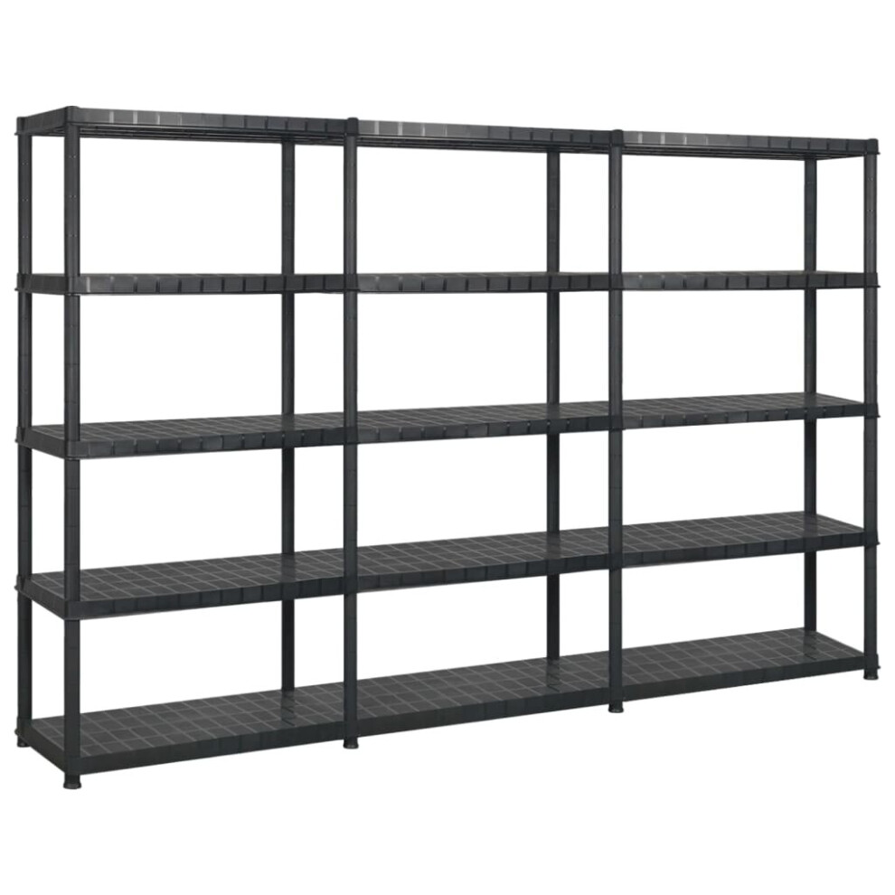 vidaXL Storage Shelf 5-Tier Black Plastic Display Storage Rack Organiser Home