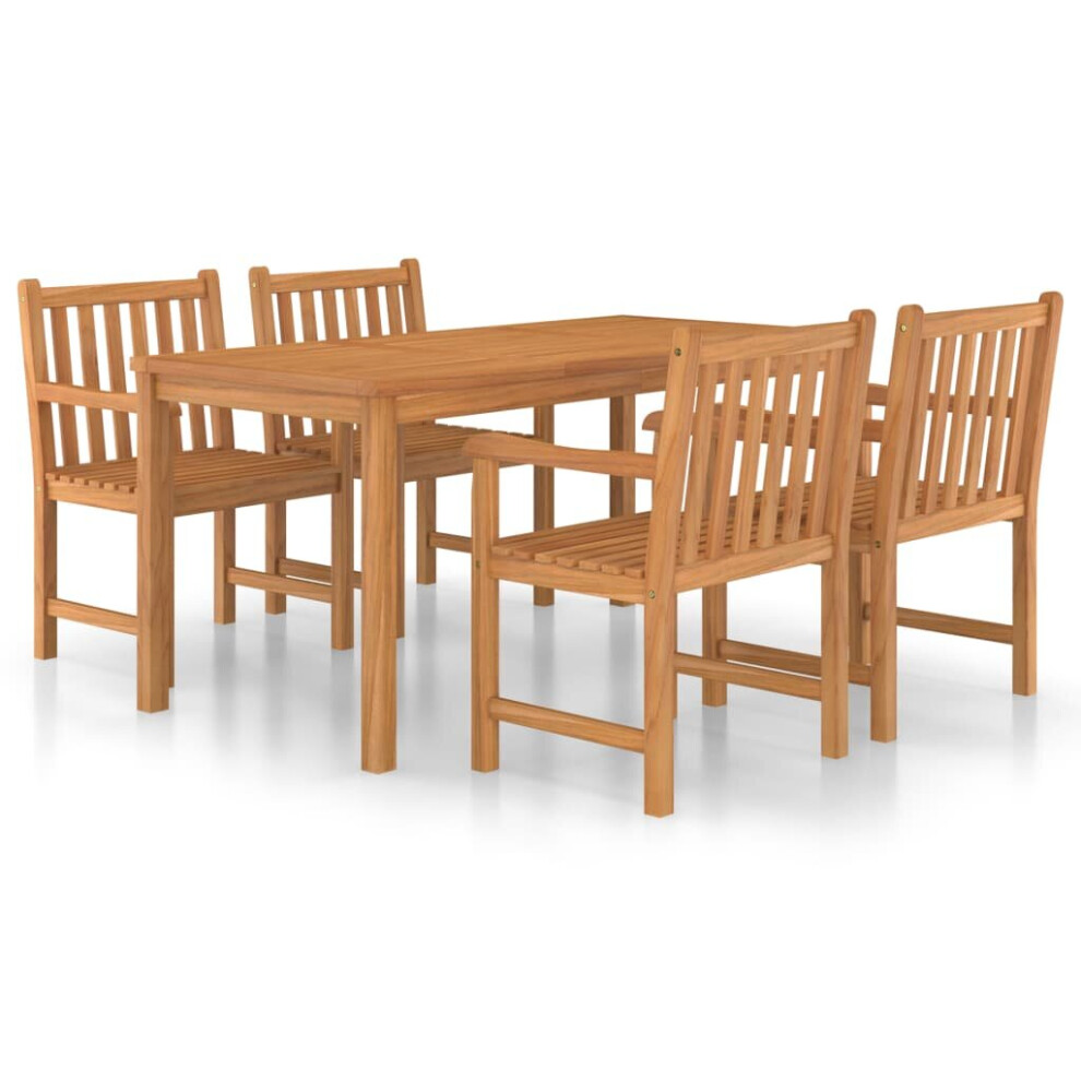 Vidaxl Solid Teak Wood Garden Dining Set 5 Piece Chairs And Table Furniture