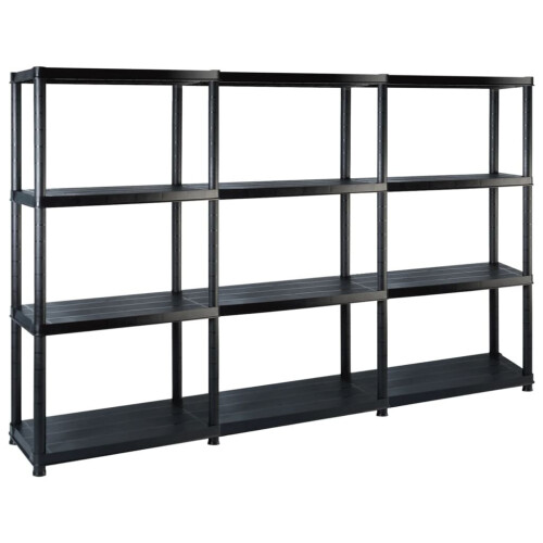 VidaXL vidaXL Storage Shelf 4-Tier Black Plastic Display Rack Storage Organiser Home