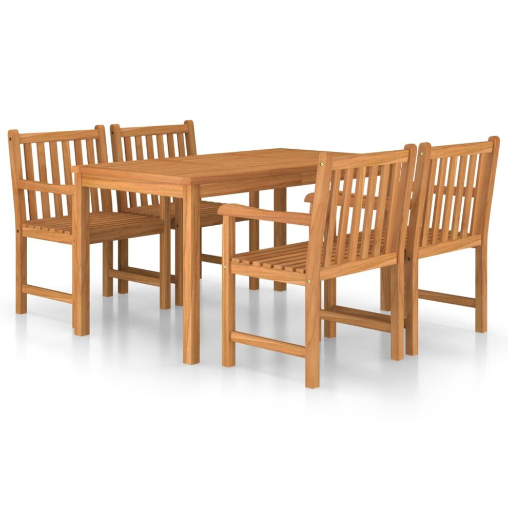 Vidaxl Solid Teak Wood Garden Dining Set 5 Piece Chairs And Table Outdoor