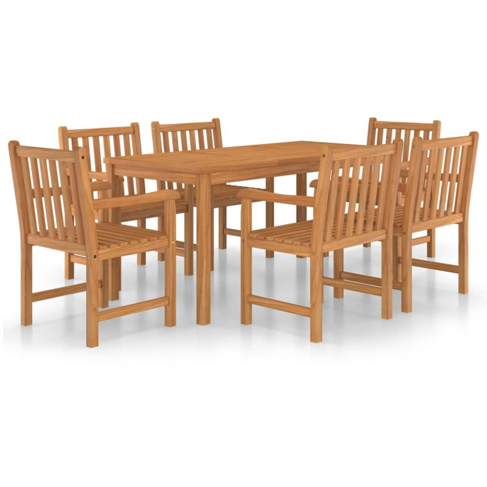 vidaXL Solid Teak Wood Garden Dining Set 7 Piece Furniture Chairs and Table