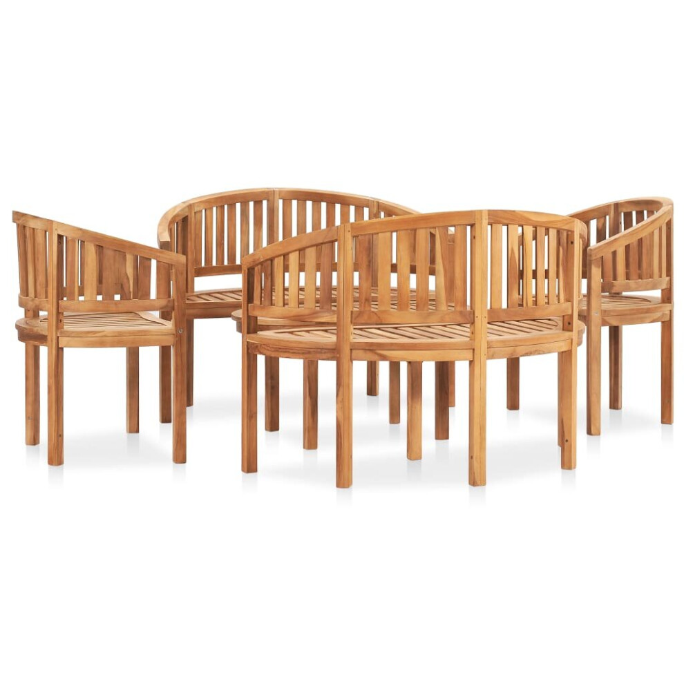Vidaxl Solid Teak Wood Banana Garden Lounge Set 5 Piece Outdoor Furniture Set