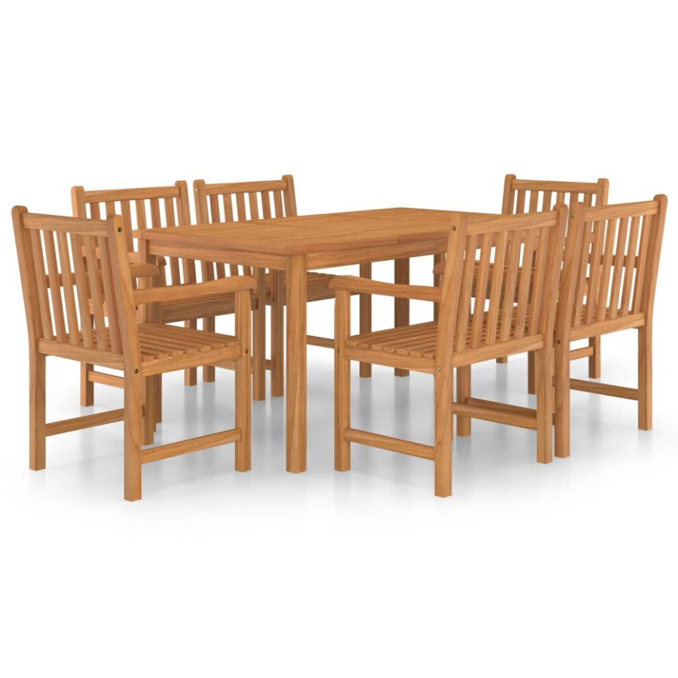 vidaXL Solid Teak Wood Garden Dining Set 7 Piece Chairs and Table Outdoor