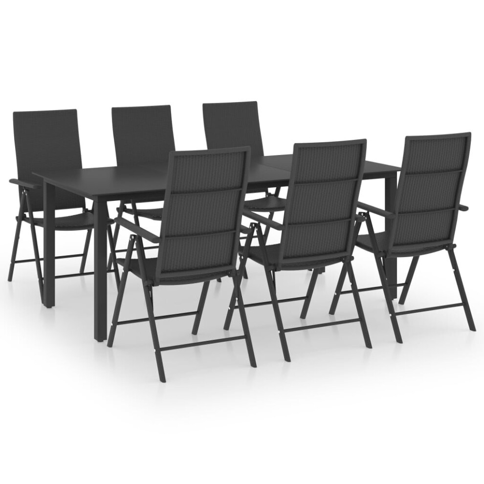 vidaXL Garden Dining Set 7 Piece Black Outdoor Furniture Table and Chairs