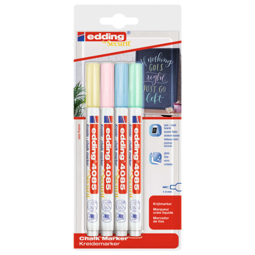 edding 4x Chalk Marker Multicolour 4085 Liquid Drawing Writing Instrument