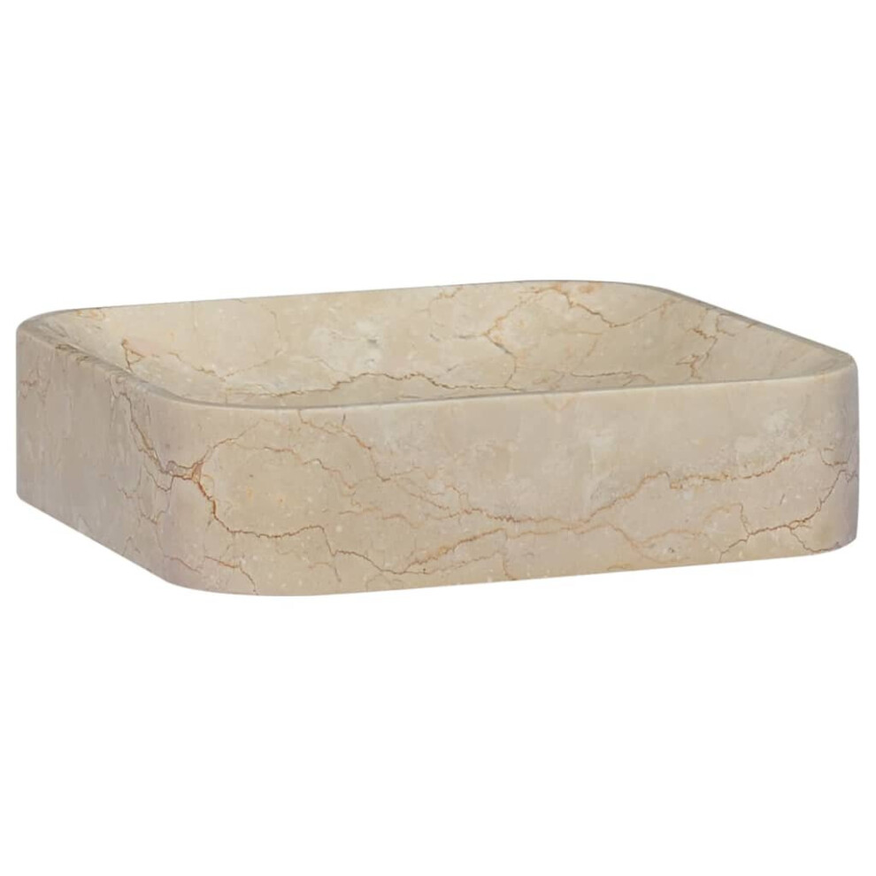 vidaXL Sink Cream 40x40x10 cm Marble Natural Stone Basin Washroom Bathroom