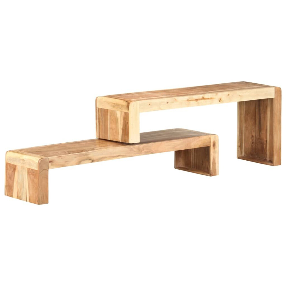 vidaXL Solid Acacia Wood TV Cabinet 2 Piece Wooden Lowboard Stereo Cabinet
