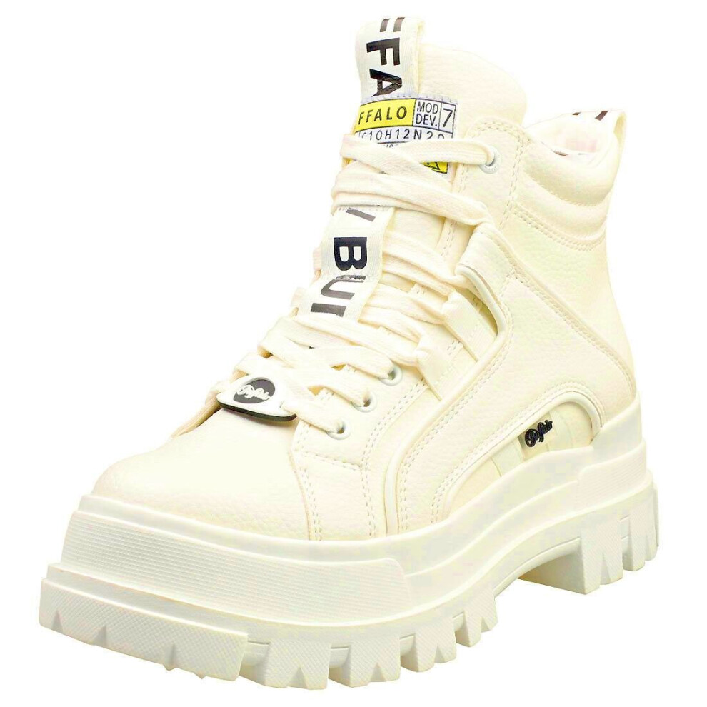(7) Buffalo Aspha Nc Mid-vegan Womens Platform Trainers in White