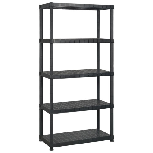 VidaXL vidaXL Storage Shelf 5-Tier Black Plastic Display Rack Storage Organiser Home 2