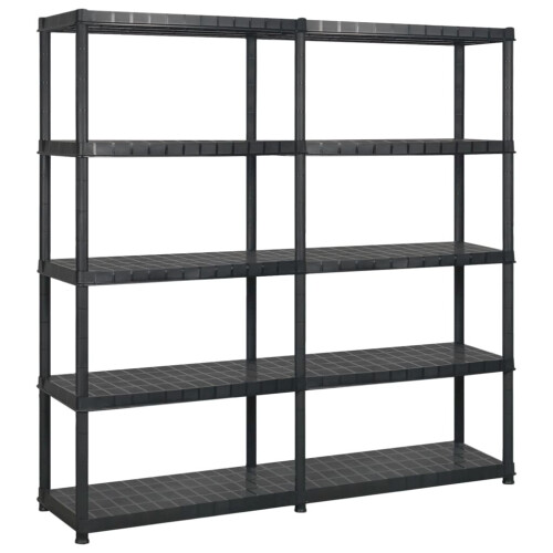 VidaXL vidaXL Storage Shelf 5-Tier Black Plastic Display Rack Storage Organiser Home