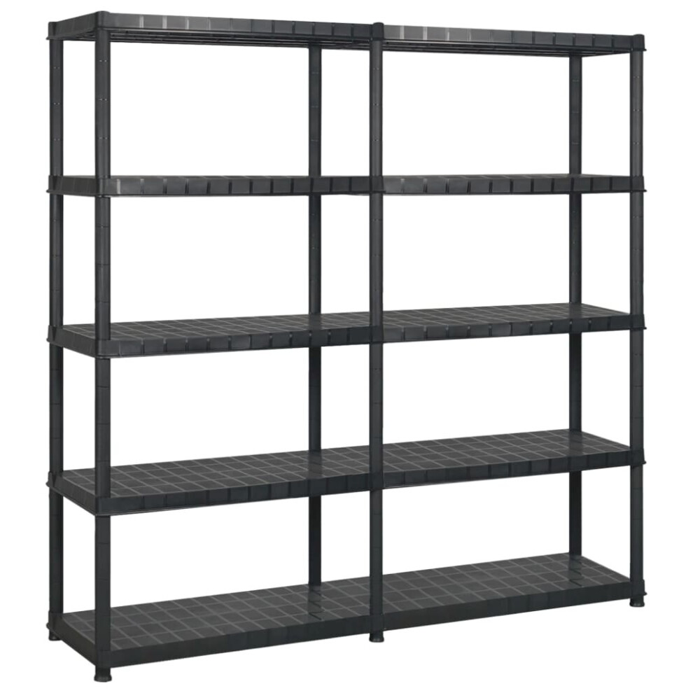 vidaXL Storage Shelf 5-Tier Black Plastic Display Rack Storage Organiser Home