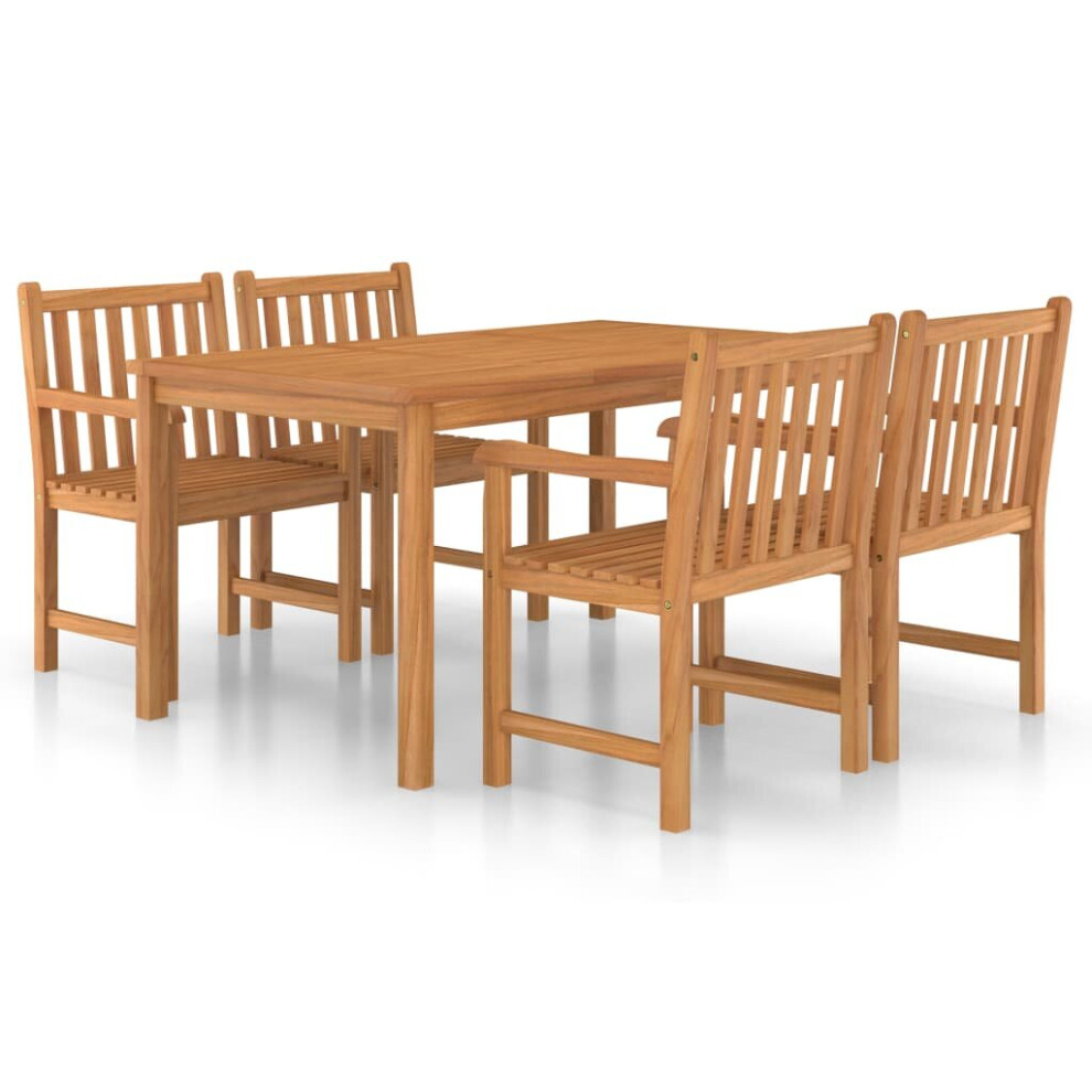 New Vidaxl Solid Teak Wood Garden Dining Set 5 Piece Furniture Chairs And Table 3059935