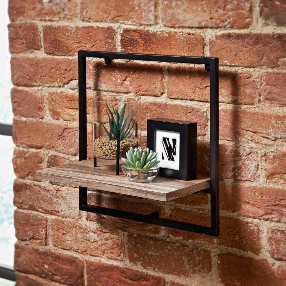 Black Metal Frame MDF Wooden Wall Floating Shelf/Shelves Home/Office G-0325