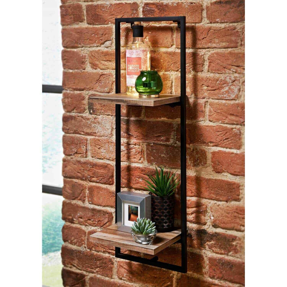 Black Metal Frame MDF Wooden Wall Floating Shelf/Shelves Home/Office G-0326