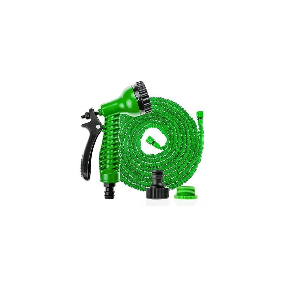 150FT EXPANDABLE FLEXIBLE HOSEPIPE GARDEN PIPE MAGIC SNAKE + GUN GREEN