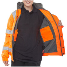 (M) Beeswift - BOMBER JACKET FLEECE LINED Hi Vis  Orange Yellow