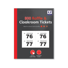 800 Raffle & Cloakroom Tickets Book Perforated Security Coded Numbered 1-800